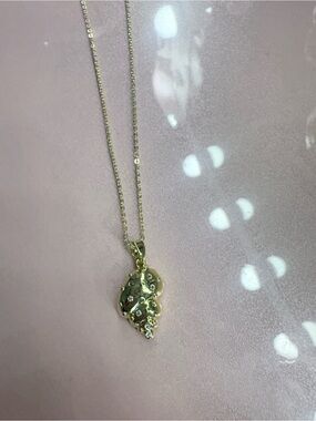 Gold fill Shell Pendant Necklace with Crystals - Women Jewelry